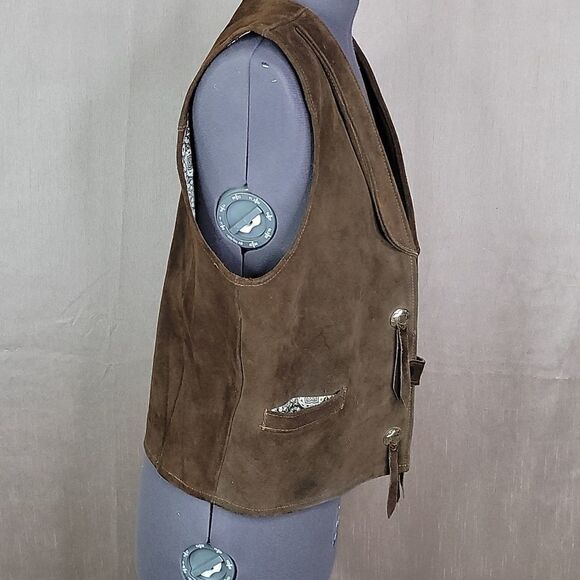 JOO‎ KAY 100% Leather Suede Brown Tasseled Western Vest - Picture 5 of 8